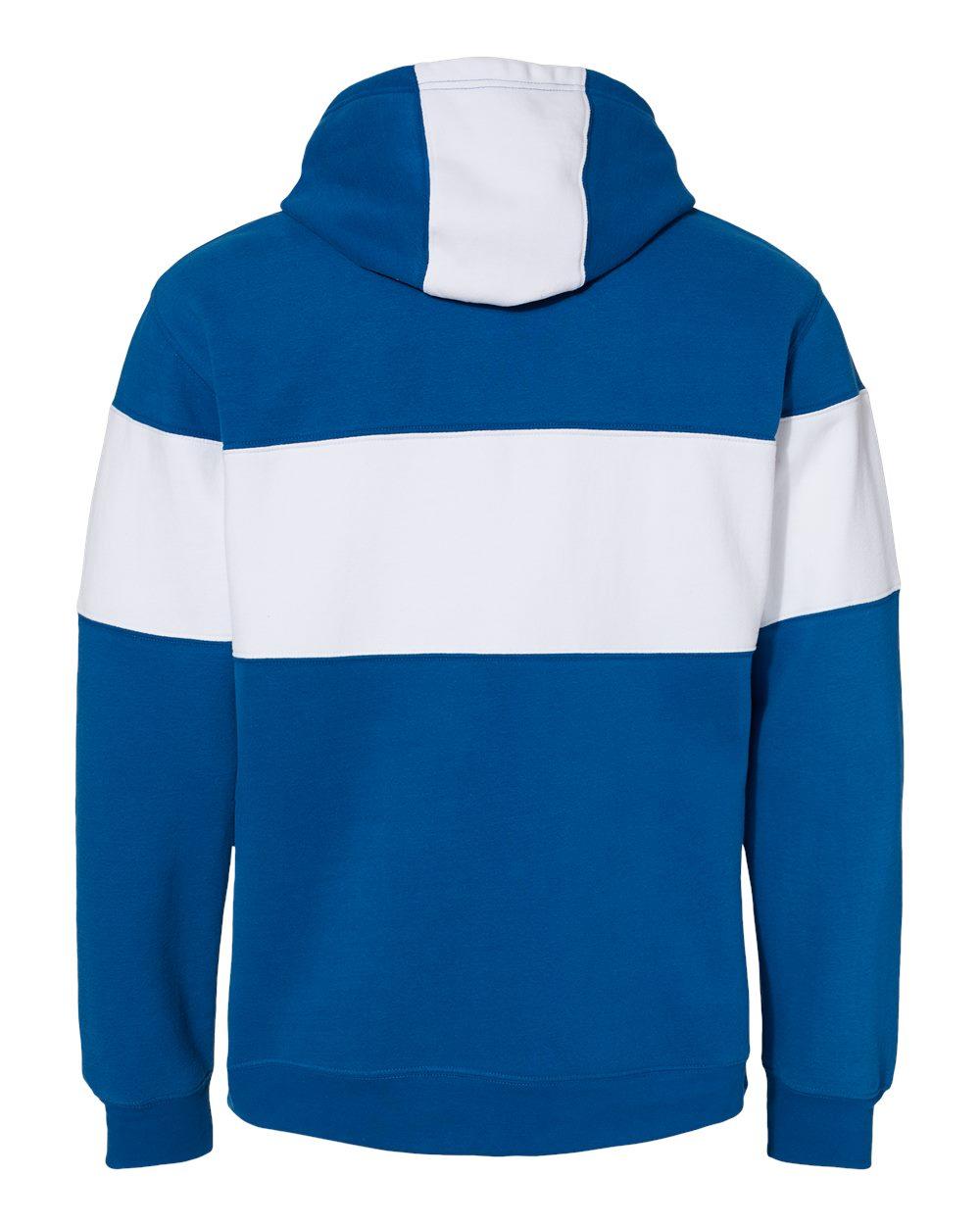 8644 J America Varsity Fleece Colorblocked Hooded Sweatshirt - Back Image