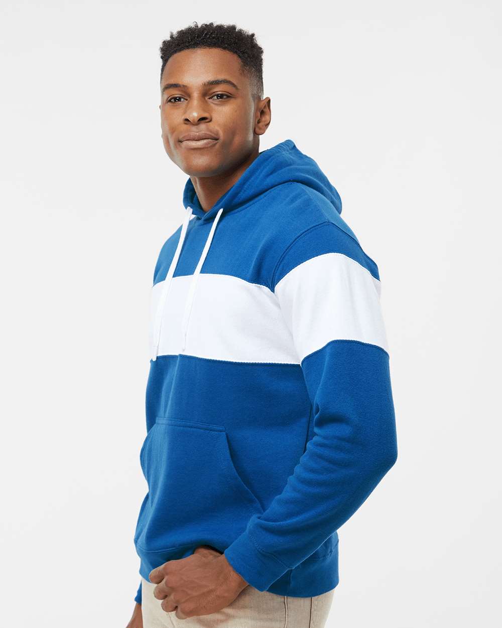 8644 J America Varsity Fleece Colorblocked Hooded Sweatshirt - Siide Image