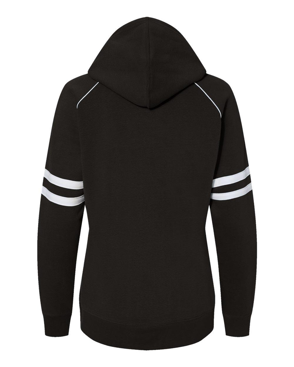 8645 J America Womens Varsity Fleece Piped Hooded Sweatshirt - Back Image