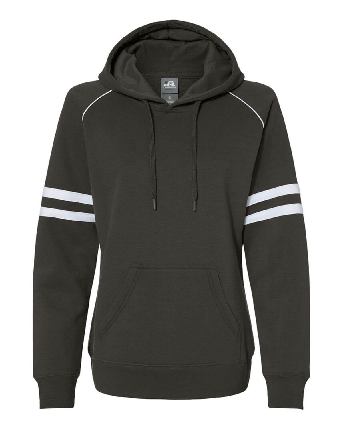 8645 J America Womens Varsity Fleece Piped Hooded Sweatshirt