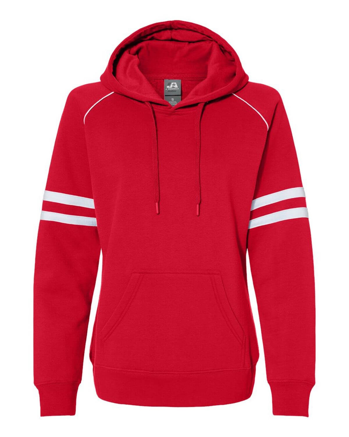 8645 J America Womens Varsity Fleece Piped Hooded Sweatshirt