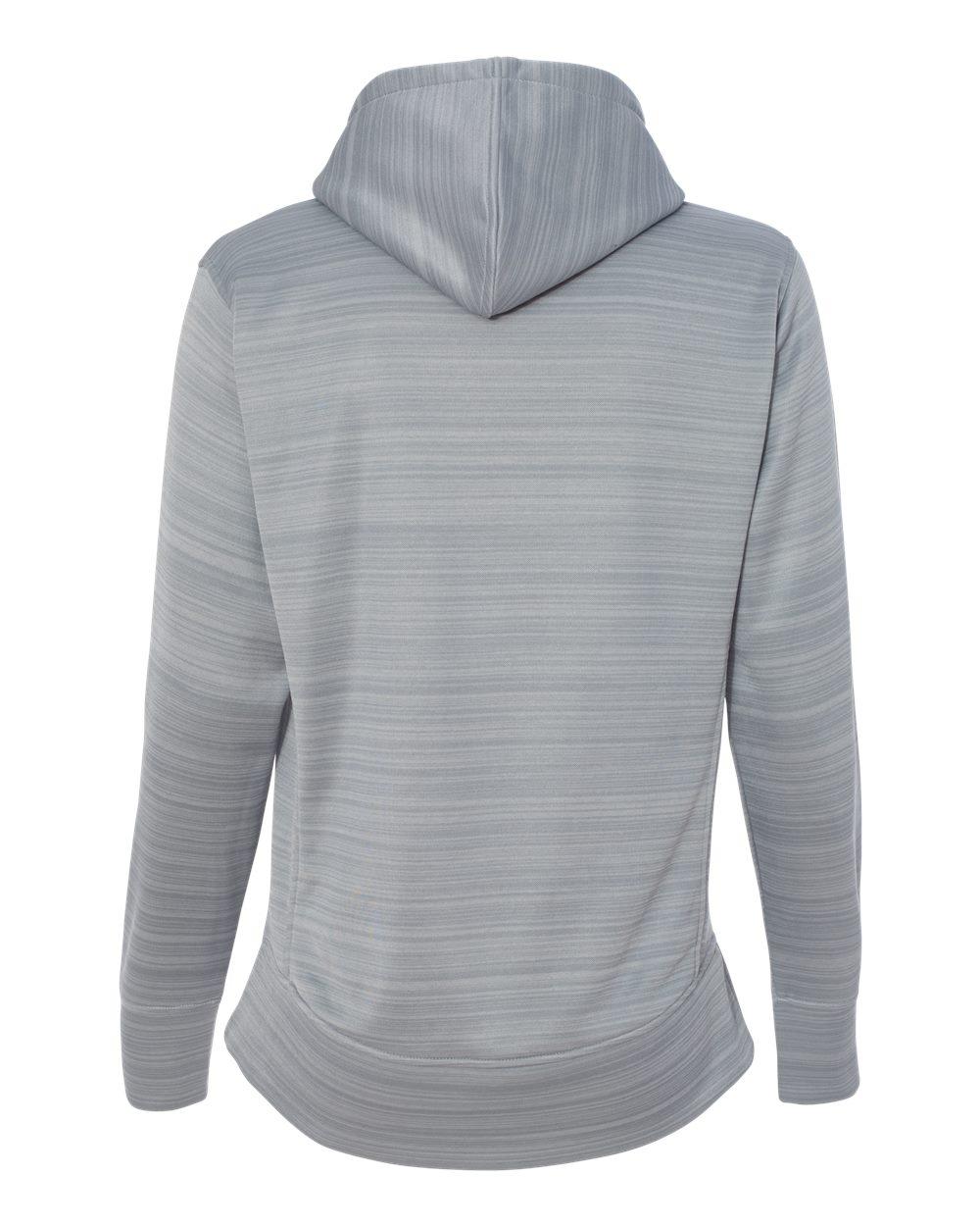 8662 J America Womens Odyssey Striped Performance Fleece Lapover Hooded Sweatshirt - Back Image