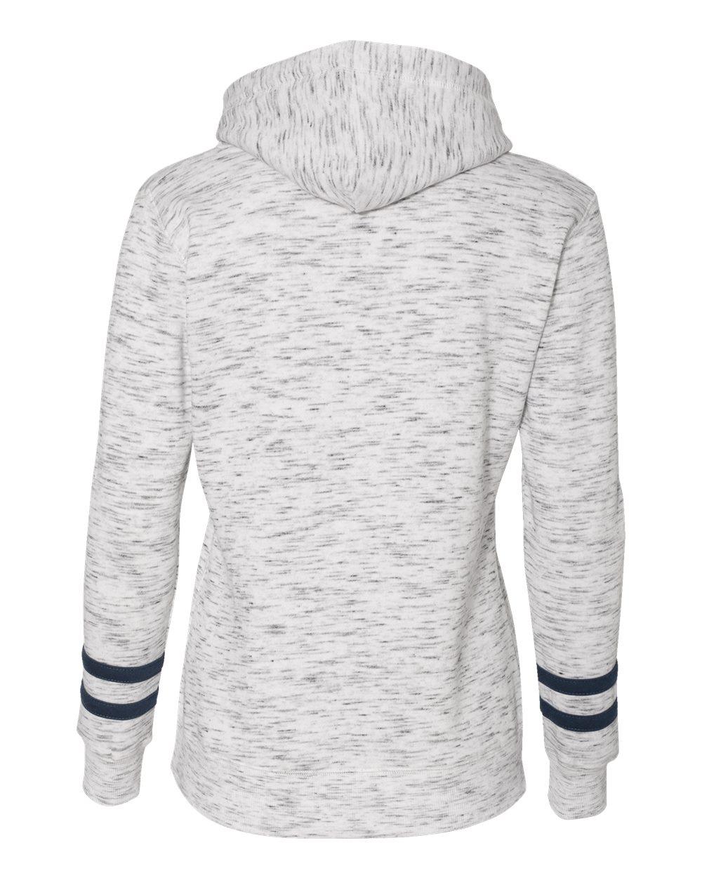 8674 J America Women’s Mélange Fleece Striped-Sleeve Hooded Sweatshirt - Back Image