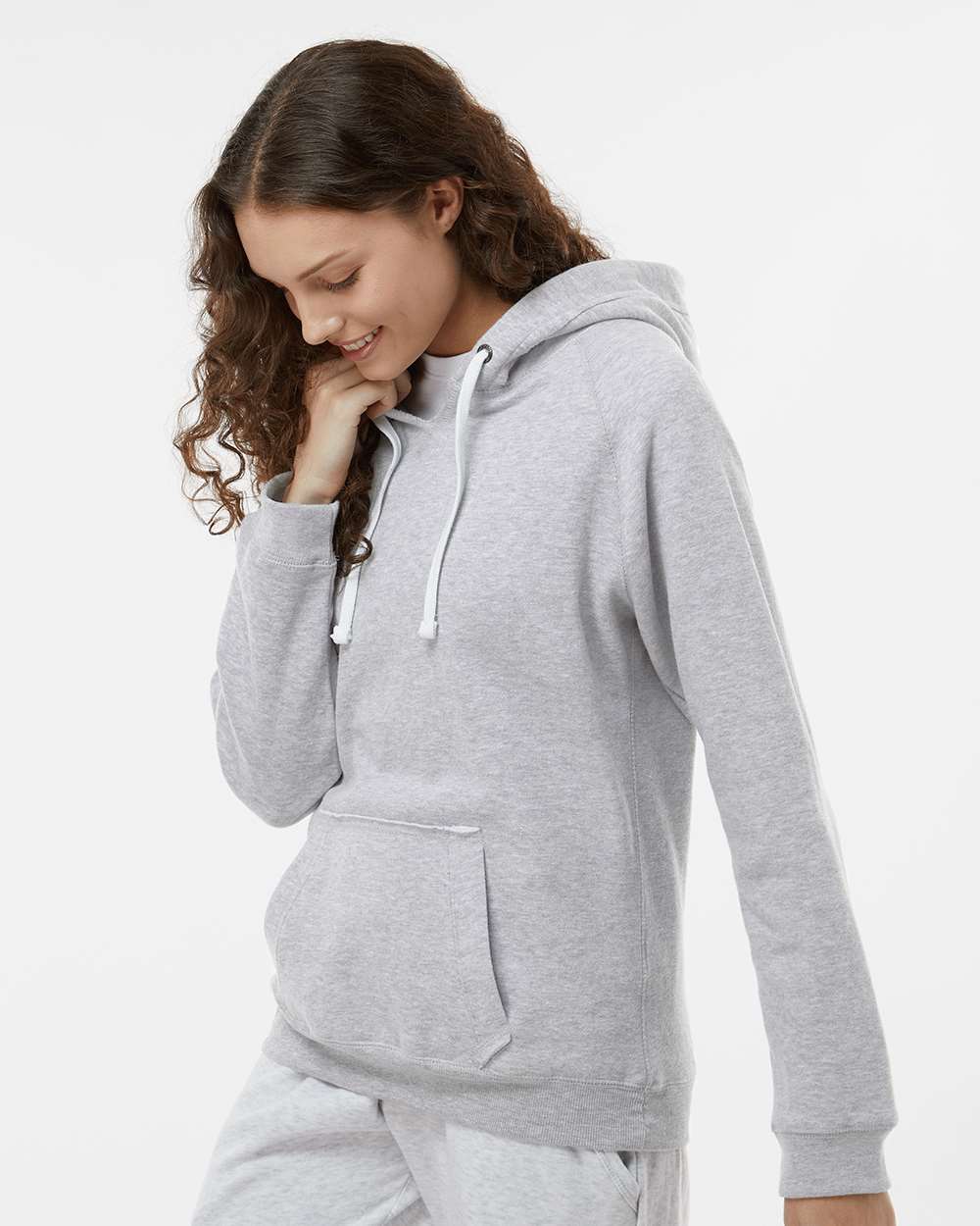 8836 J America Womens Sueded V-Neck Hooded Sweatshirt - Siide Image