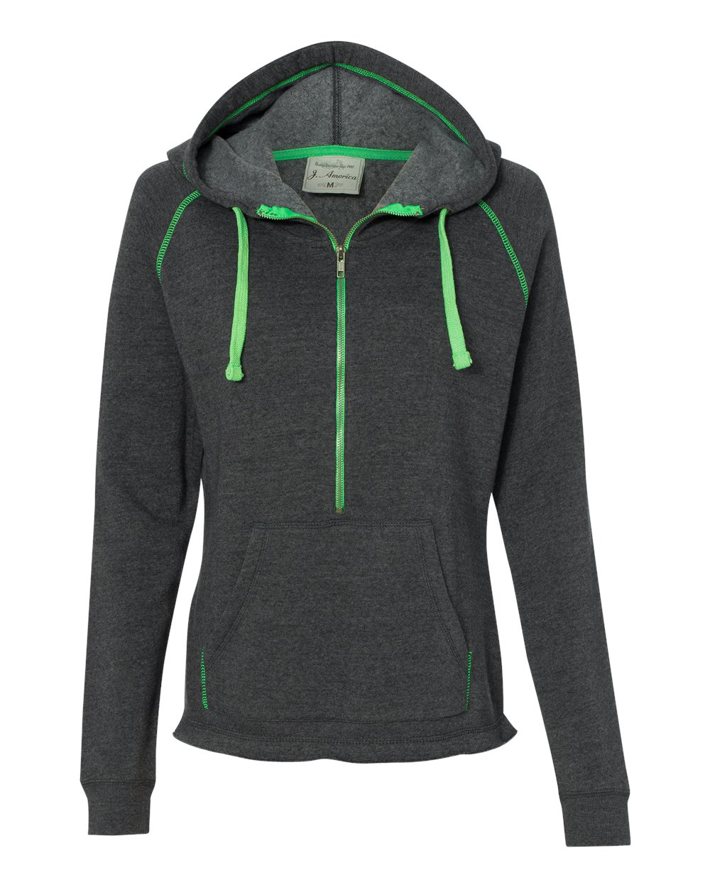 8876 J America Womens Half-Zip Triblend Hooded Pullover Sweatshirt