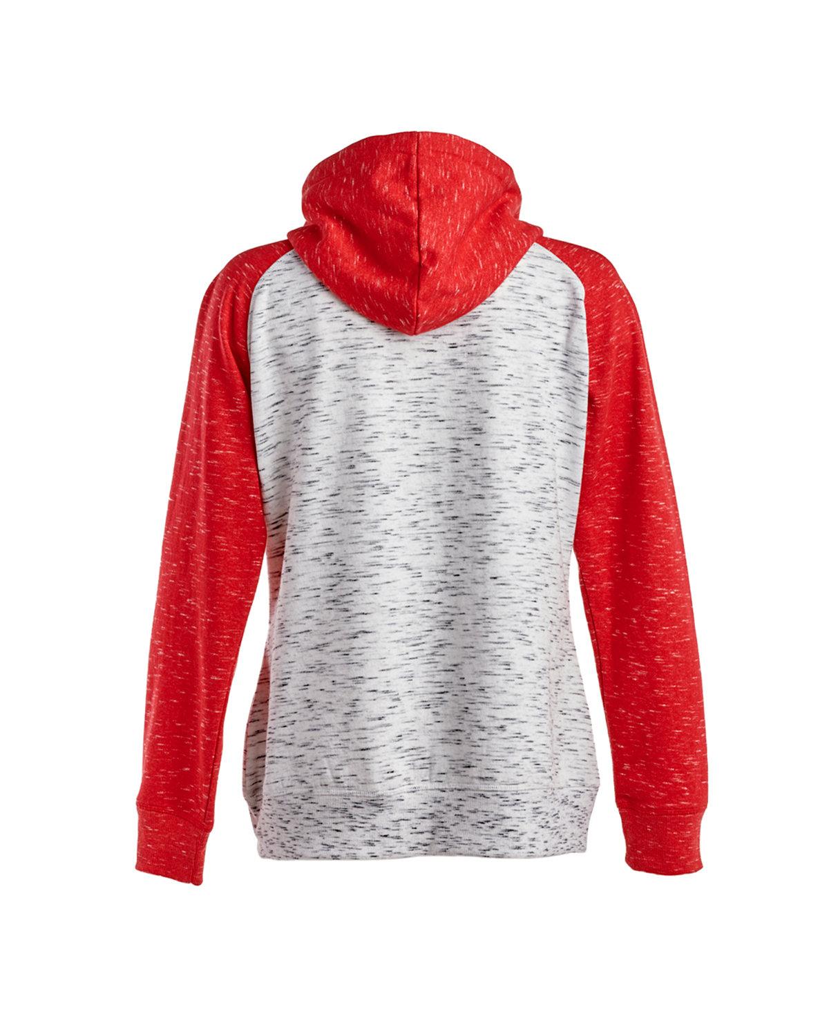 JA8679 J America Ladies Mélange Fleece 2-Tone Full-Zip Hooded Sweatshirt - Back Image