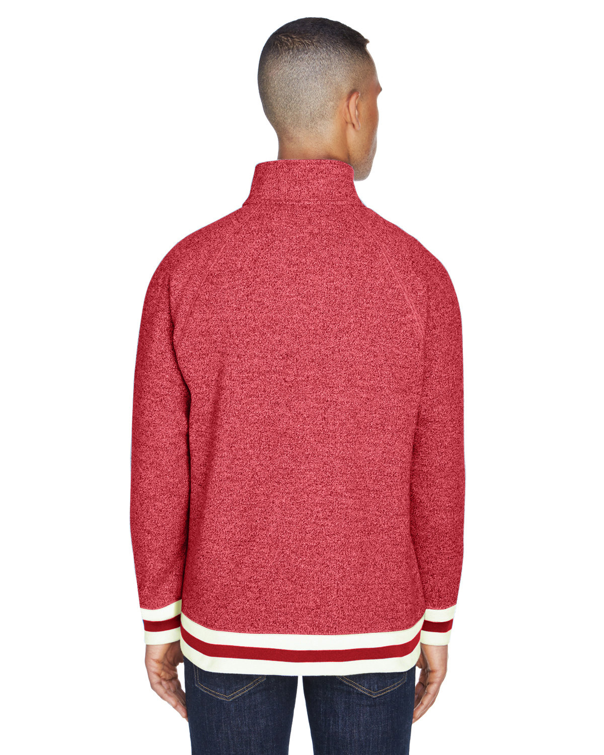 JA8703 J America Adult Peppered Fleece Quarter-Zip JA8703 J America Adult Peppered Fleece Quarter-Zip - Back Image