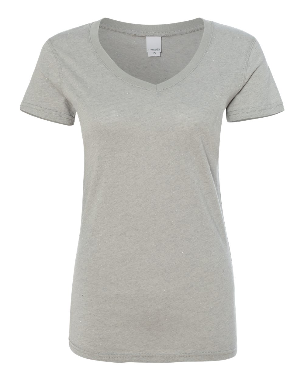 8136 J America Women’s Glitter V-Neck Short Sleeve T-Shirt