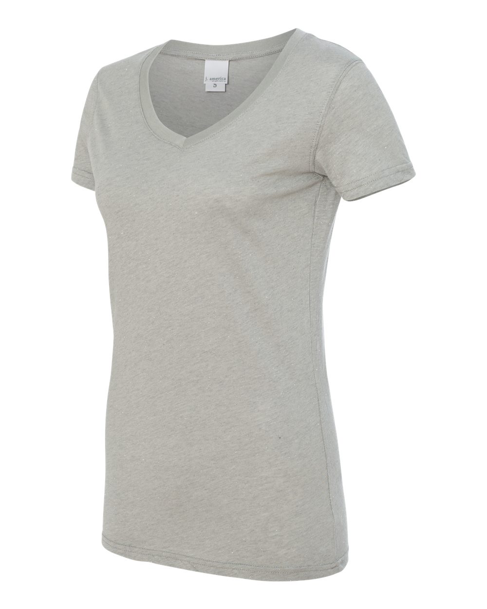 8136 J America Women’s Glitter V-Neck Short Sleeve T-Shirt - Siide Image