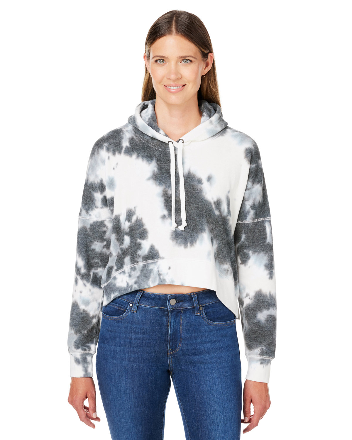 8853JA J America Ladies Triblend Cropped Hooded Sweatshirt