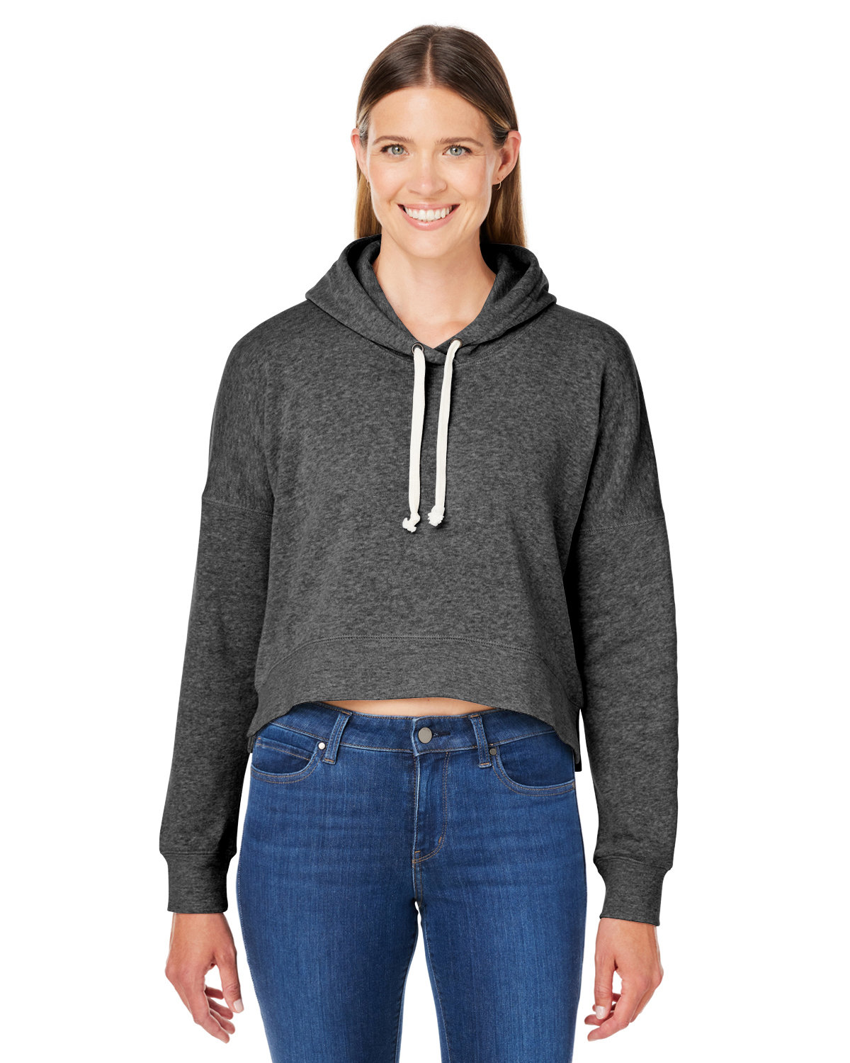 8853JA J America Ladies Triblend Cropped Hooded Sweatshirt