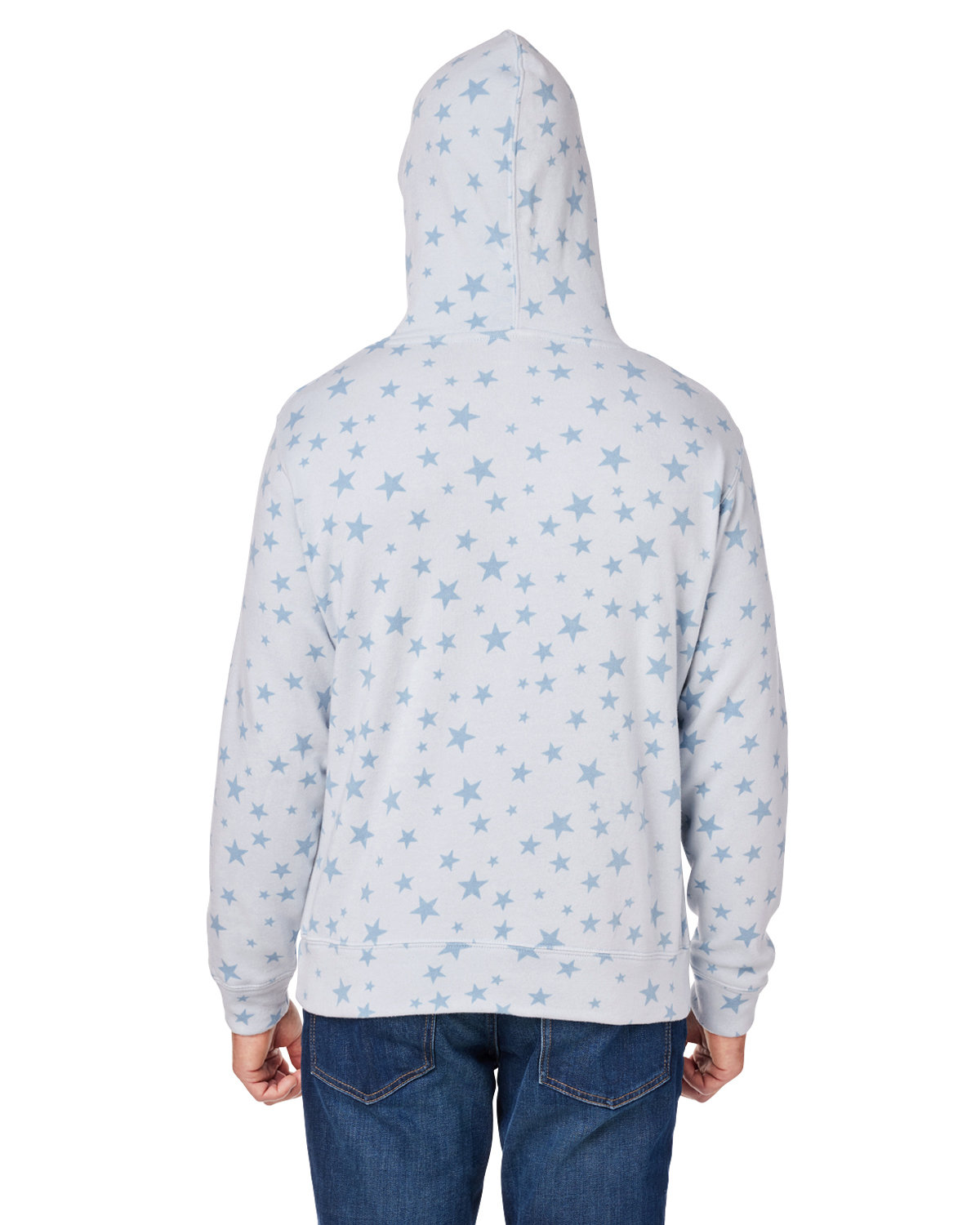 JA8871 J America Adult Triblend Pullover Fleece Hooded Sweatshirt - Back Image