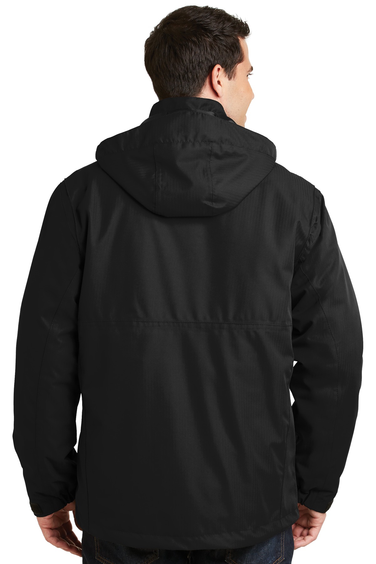 J302 Port Authority Herringbone 3-in-1 Parka - Back Image
