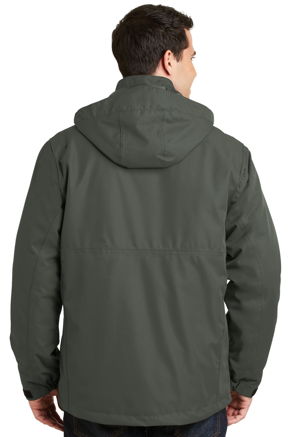 J302 Port Authority Herringbone 3-in-1 Parka - Back Image