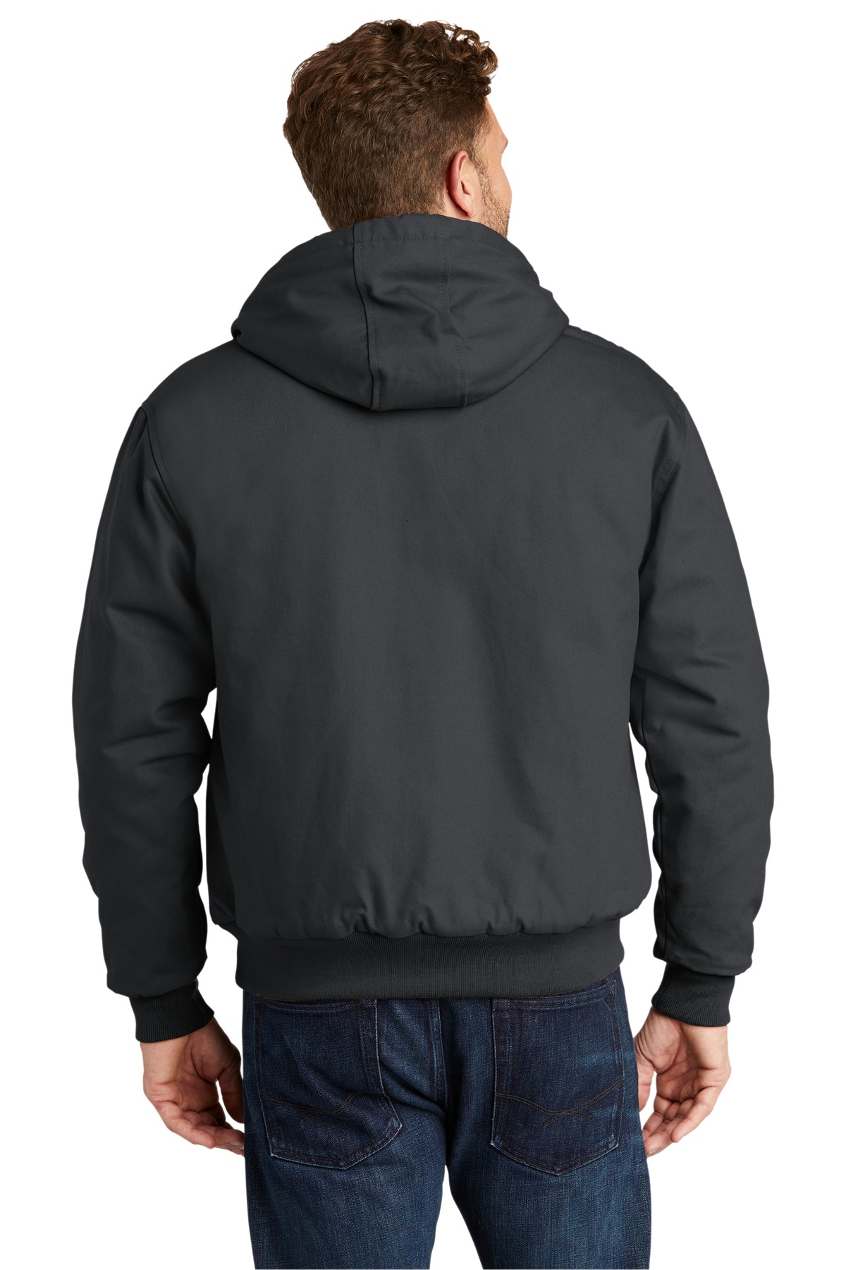 J763H CornerStone - Duck Cloth Hooded Work Jacket. - Back Image