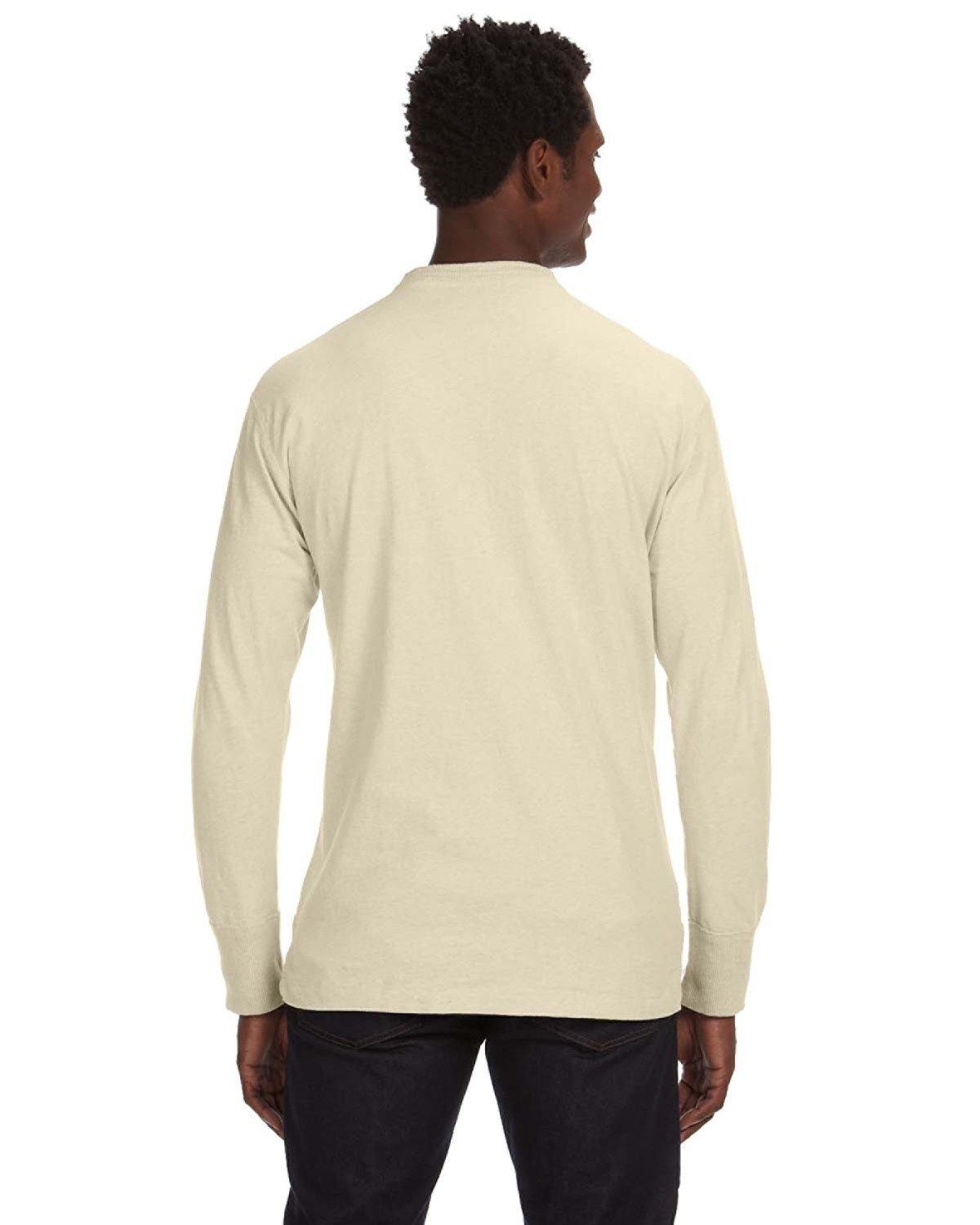 JA8244 J America Mens Vintage Brushed Jersey Henley - Back Image