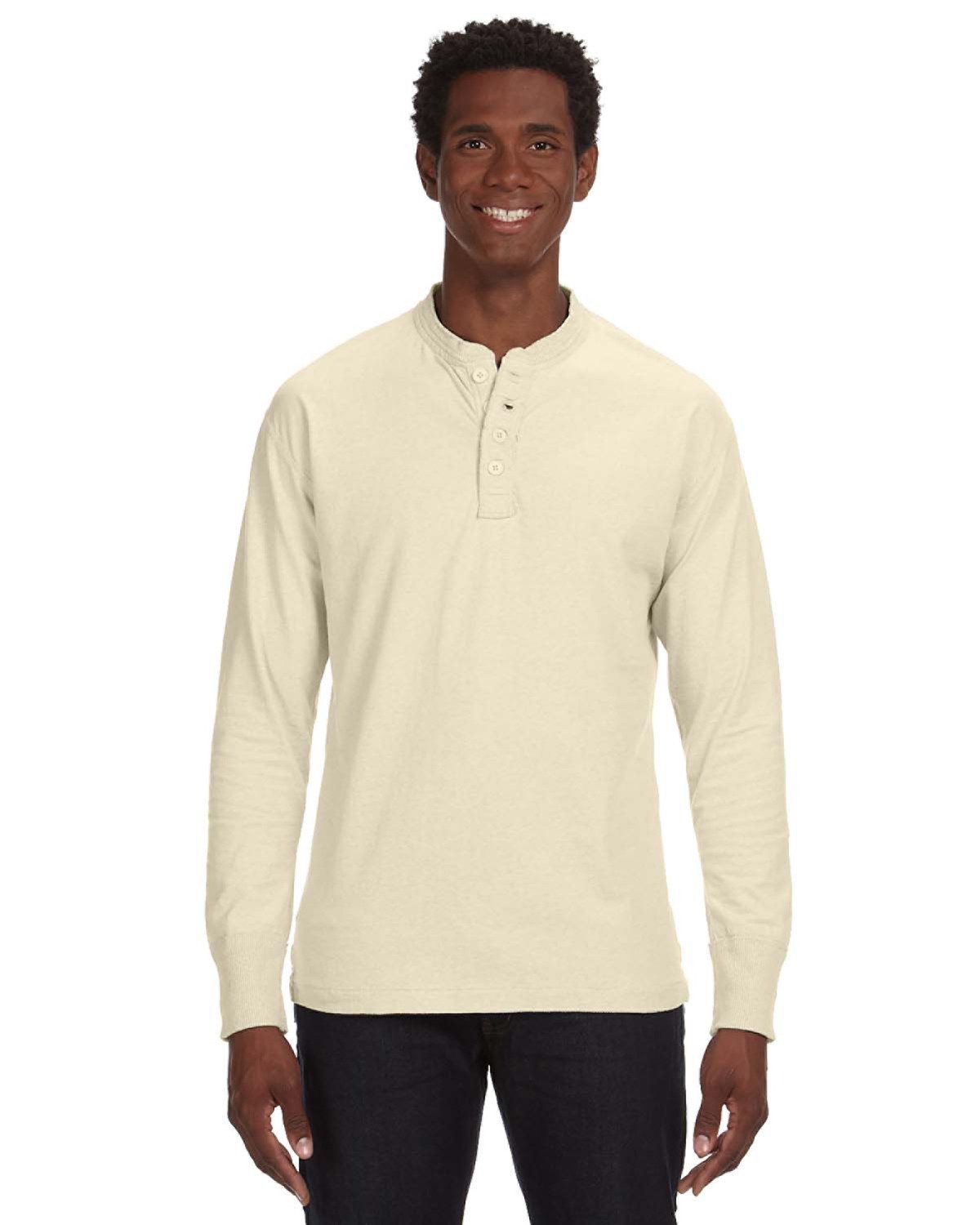 JA8244 J America Mens Vintage Brushed Jersey Henley