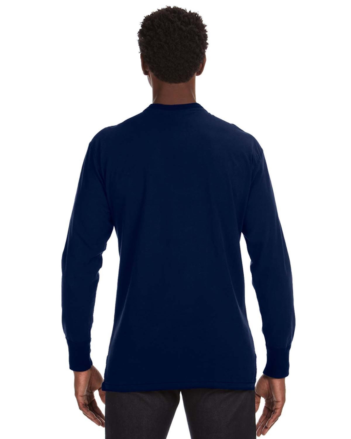 JA8244 J America Mens Vintage Brushed Jersey Henley - Back Image