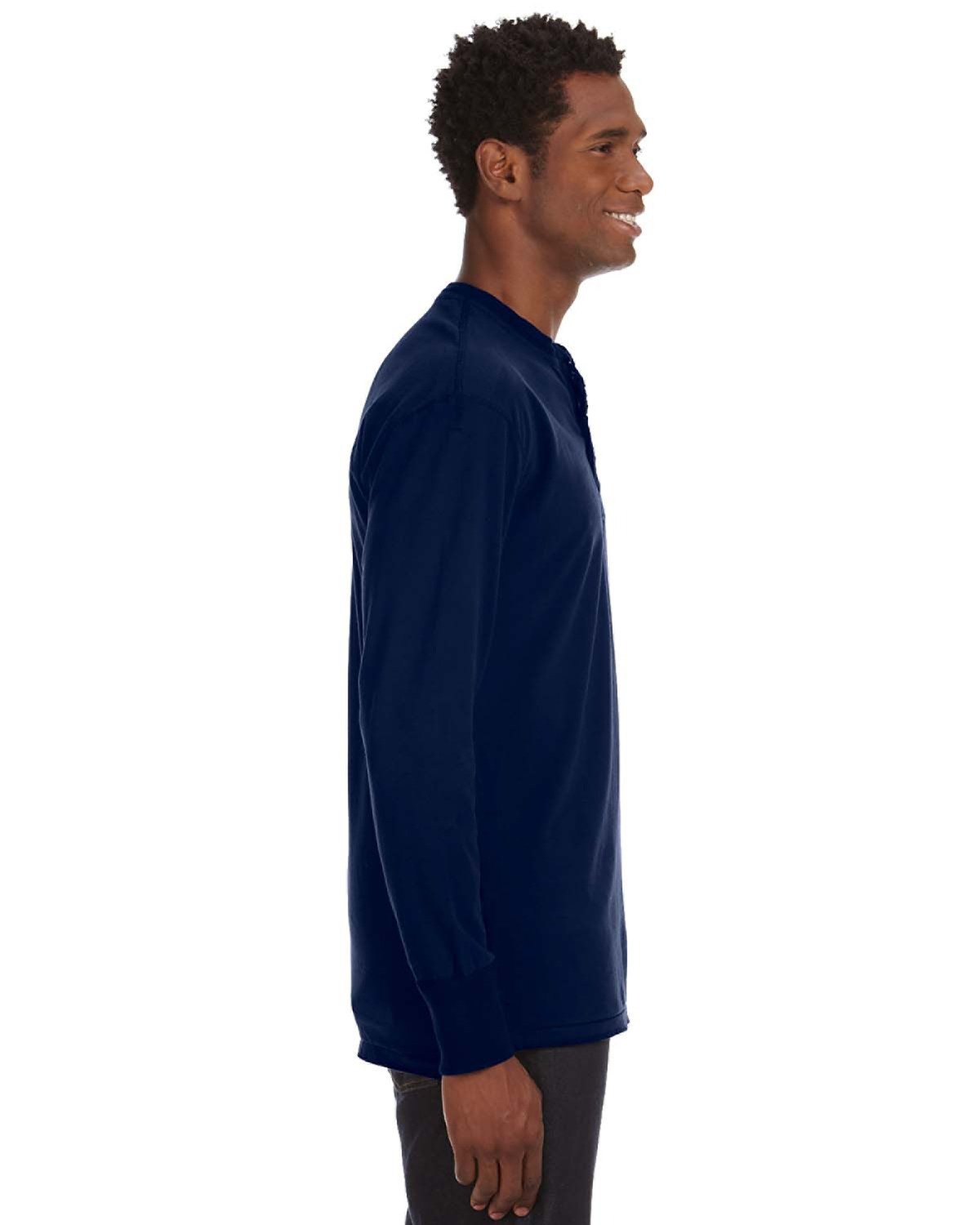 JA8244 J America Mens Vintage Brushed Jersey Henley - Siide Image