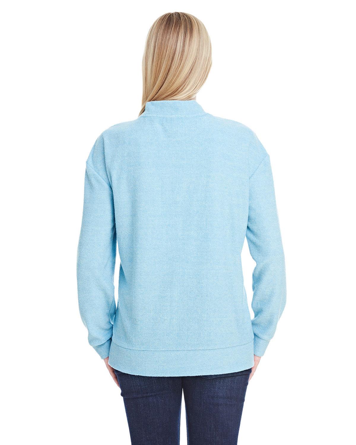 JA8428 J America Ladies Weekend French Terry Mock Neck Crew JA8428 J America Ladies Weekend French Terry Mock Neck Crew - Back Image