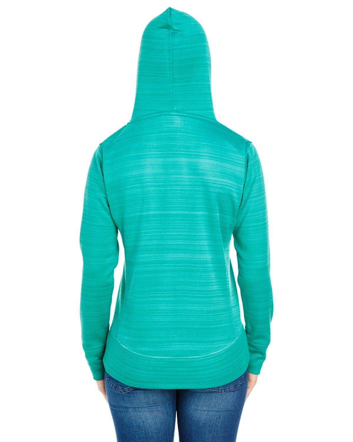 JA8662 J America Ladies Odyssey Striped Poly Fleece Lapover Hood JA8662 J America Ladies Odyssey Striped Poly Fleece Lapover Hood - Back Image