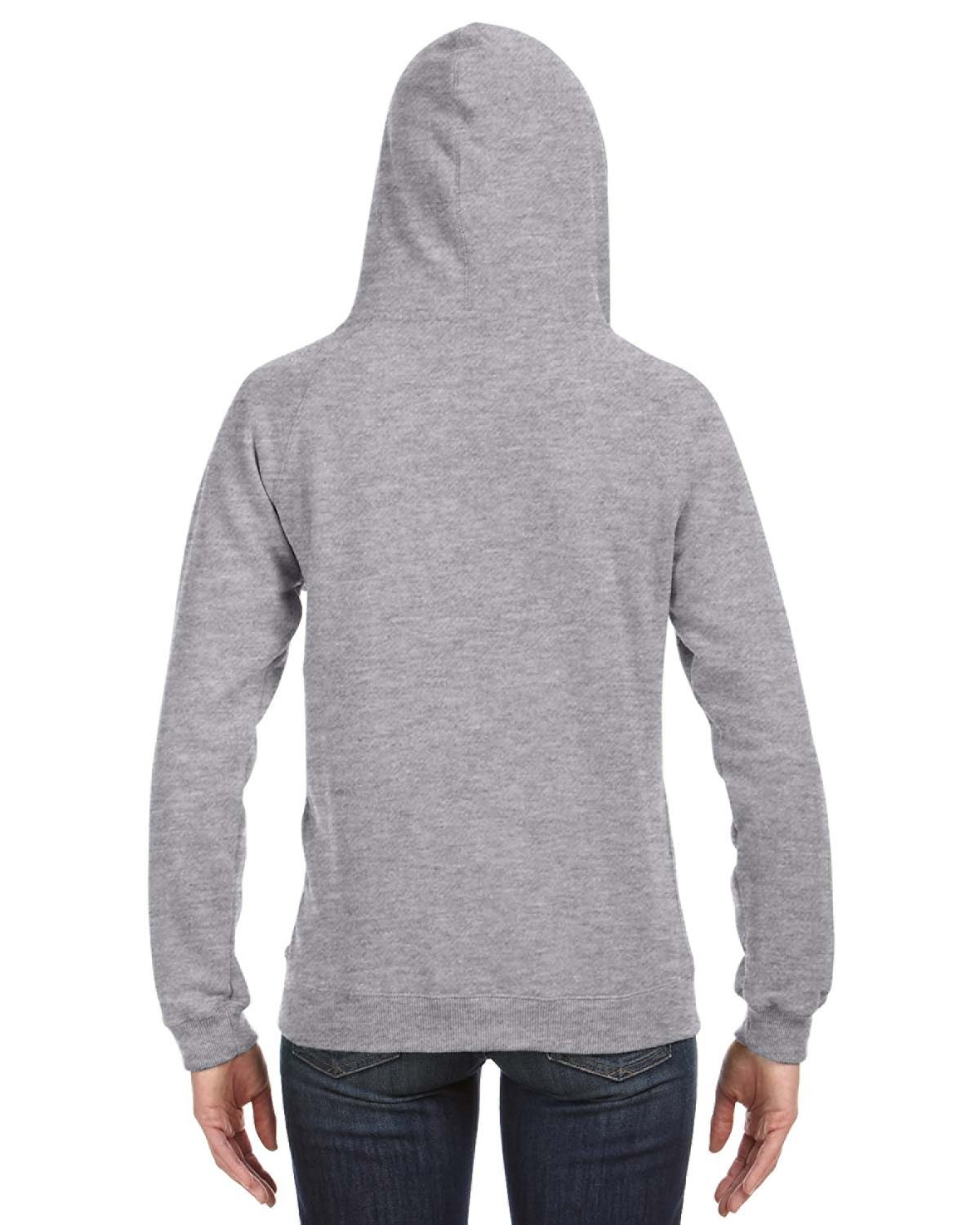 JA8836 J America Ladies Sydney Brushed V-Neck Hooded Sweatshirt - Back Image