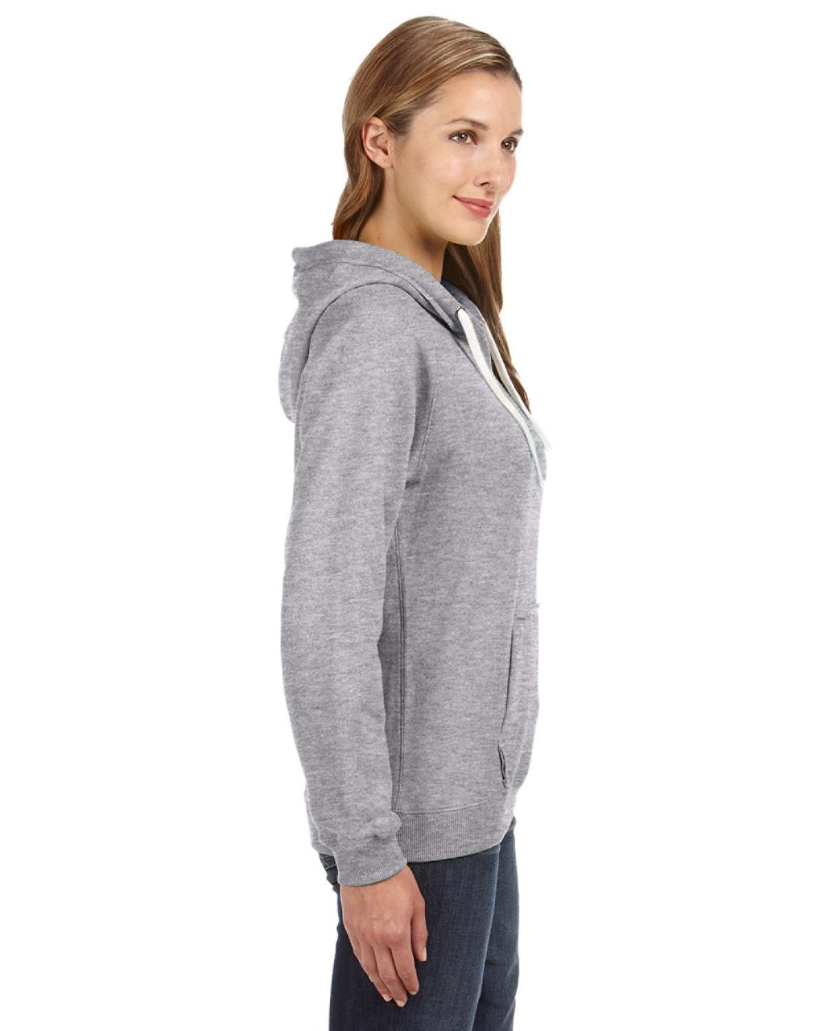 JA8836 J America Ladies Sydney Brushed V-Neck Hooded Sweatshirt - Siide Image