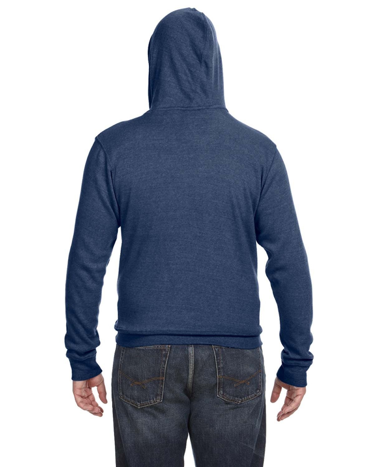 JA8871 J America Adult Triblend Pullover Fleece Hooded Sweatshirt - Back Image