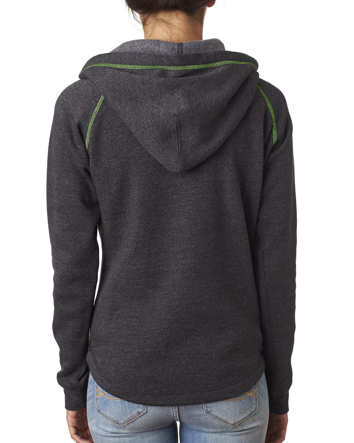 JA8876 J America Ladies Triblend Half-Zip Fleece Hood - Back Image