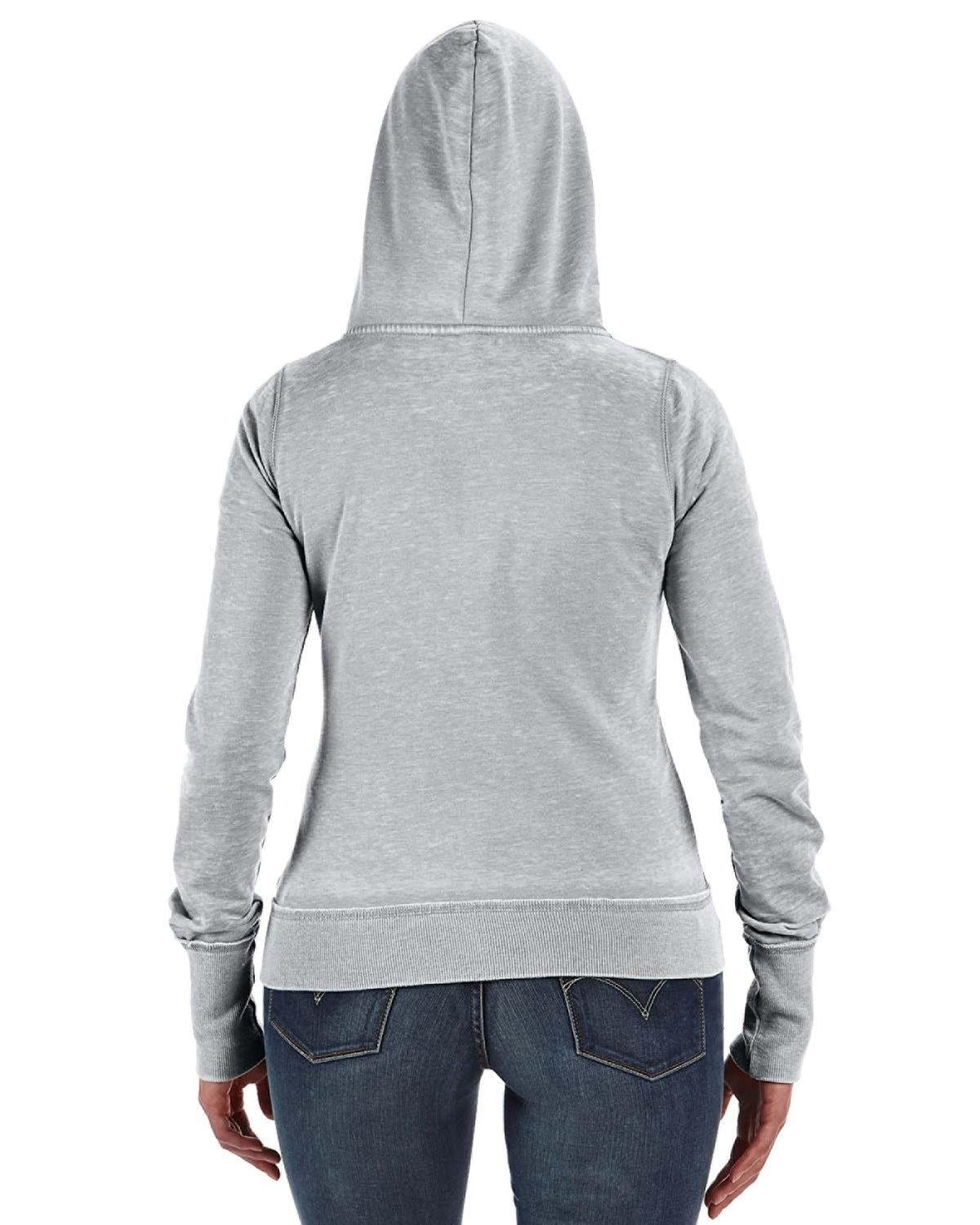 JA8913 J America Ladies Zen Full-Zip Fleece Hooded Sweatshirt - Back Image