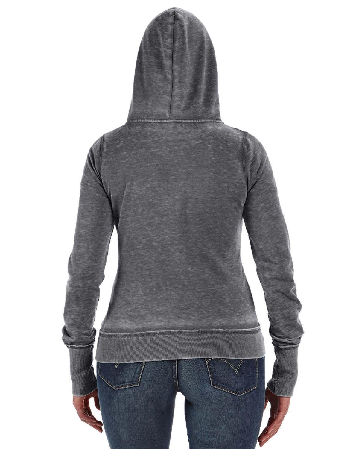 JA8913 J America Ladies Zen Full-Zip Fleece Hooded Sweatshirt - Back Image