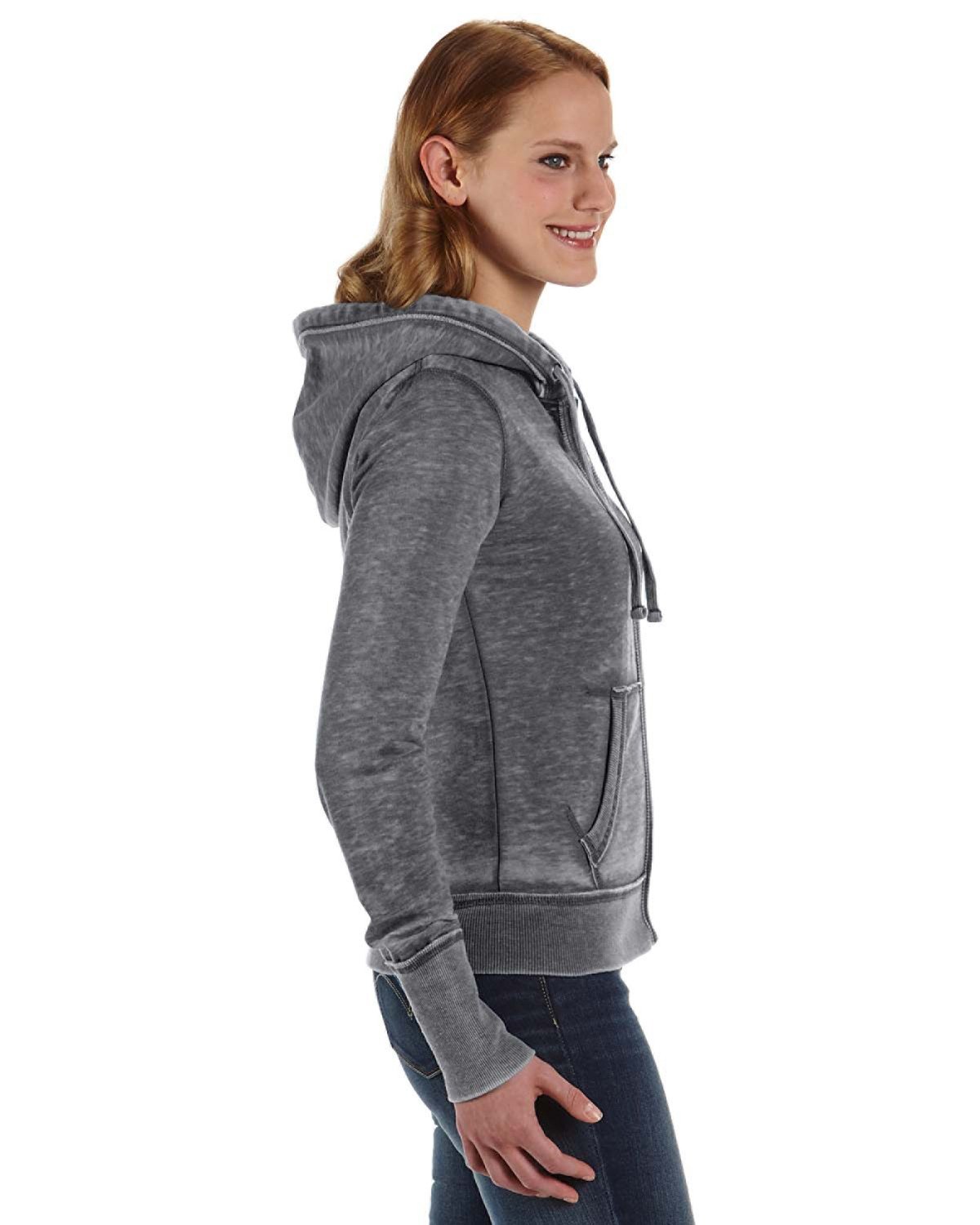 JA8913 J America Ladies Zen Full-Zip Fleece Hooded Sweatshirt - Siide Image
