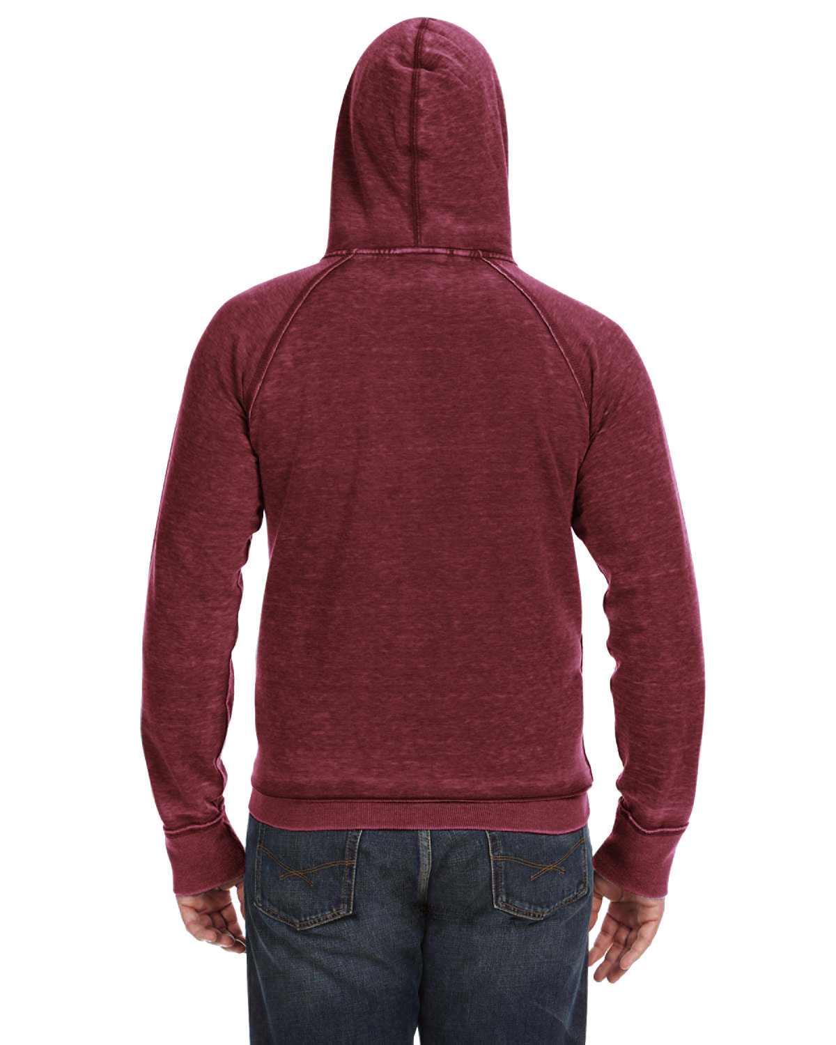 JA8915 J America Adult Vintage Zen Fleece Pullover Hooded Sweatshirt - Back Image