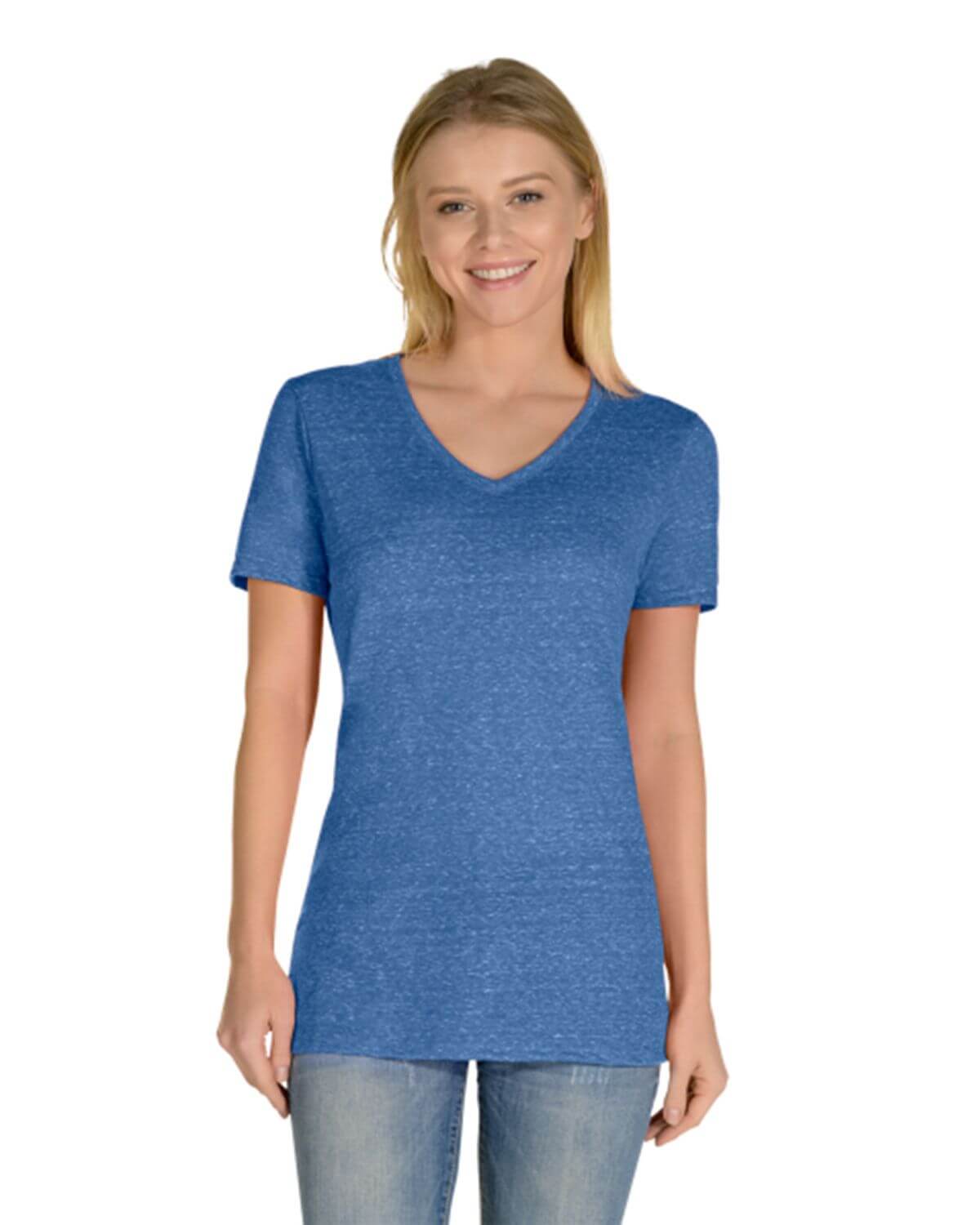 88WVR Jerzees Womens Snow Heather Jersey V-Neck