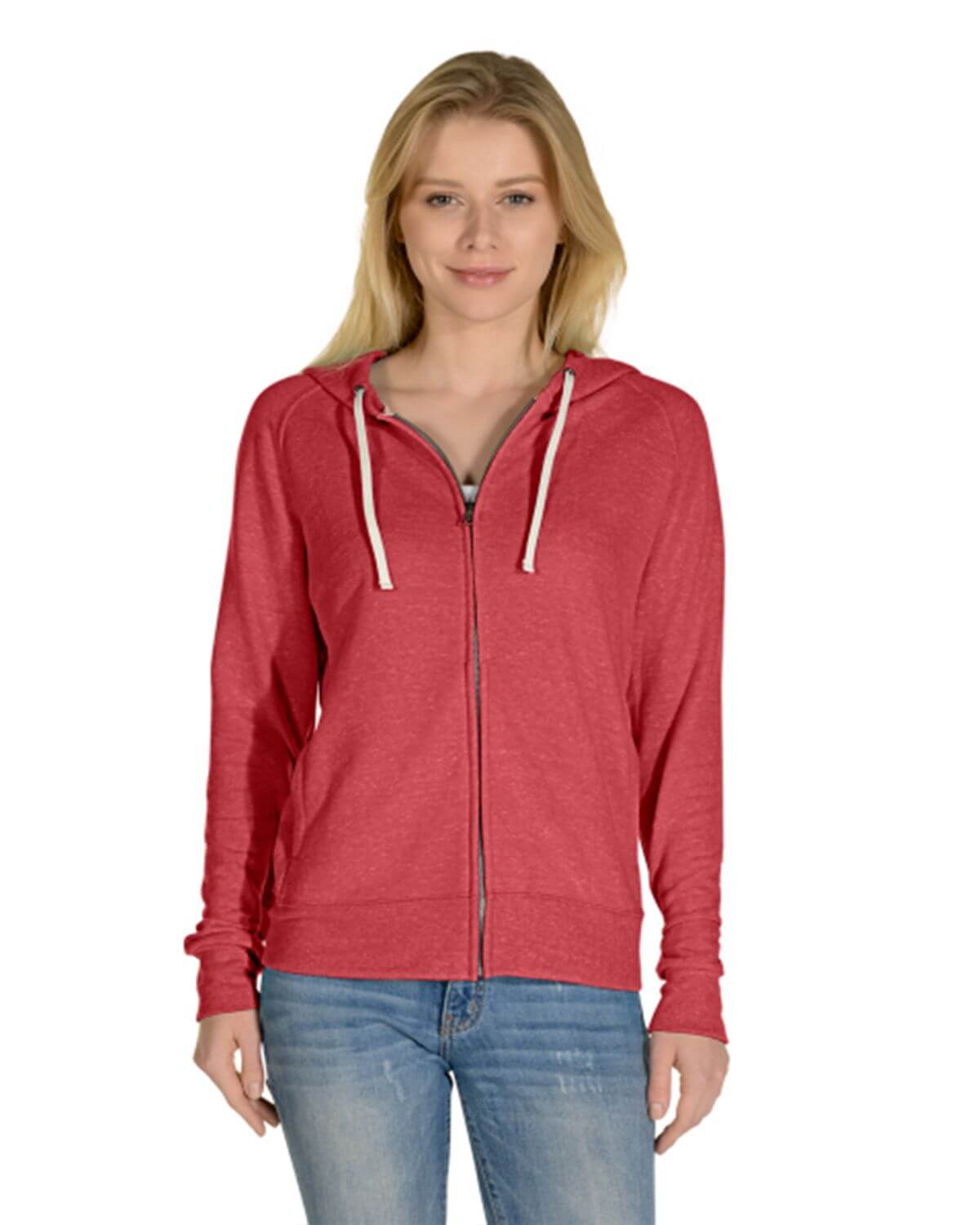 92WR Jerzees Womens Snow Heather French Terry Full-Zip Hooded Sweatshirt