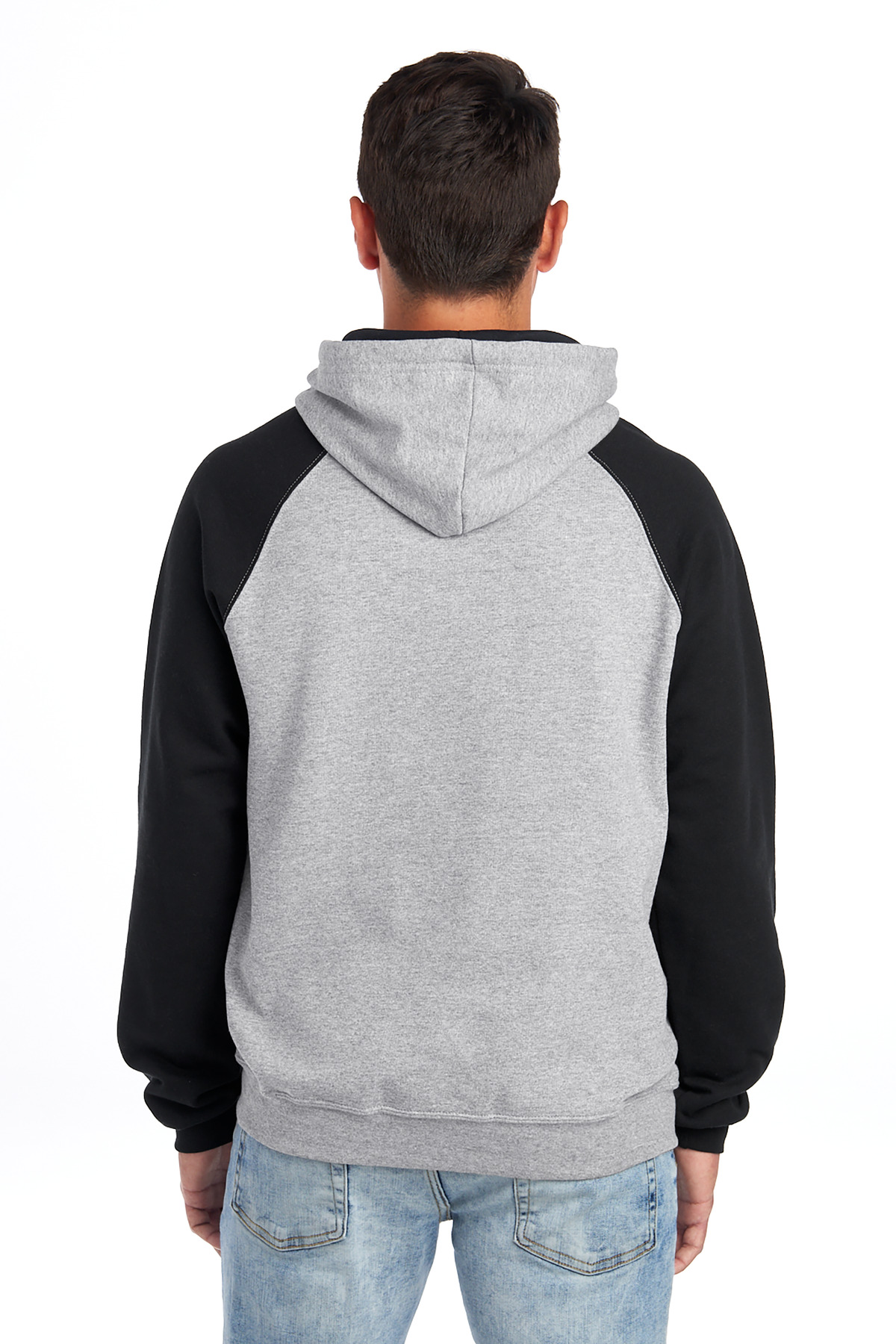 96C Jerzees Unisex NuBlend Colorblock Raglan Hoodie Sweatshirt - Back Image