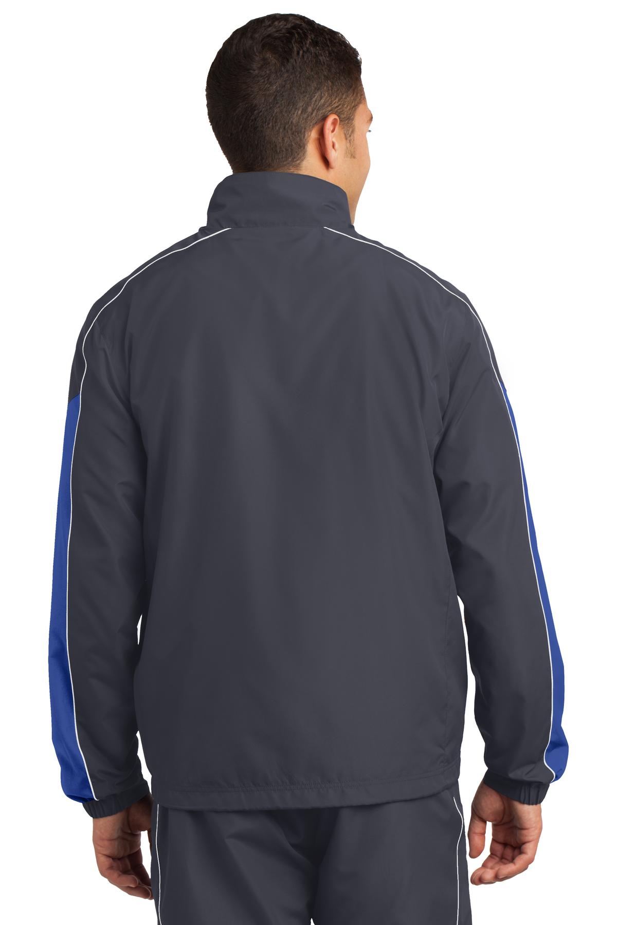 JST61 Sport-Tek Piped Colorblock Wind Jacket. - Back Image