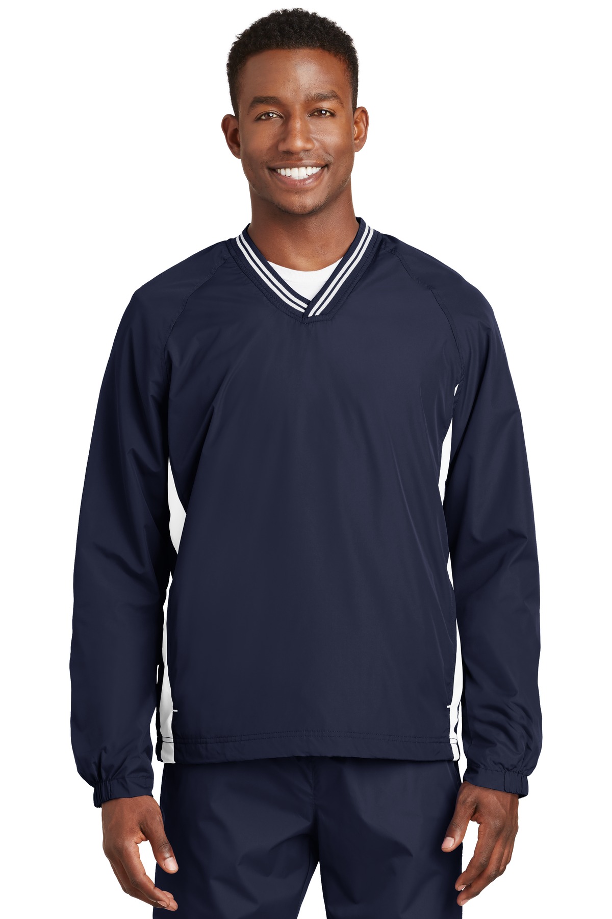 JST62 Sport-Tek Tipped V-Neck Raglan Wind Shirt