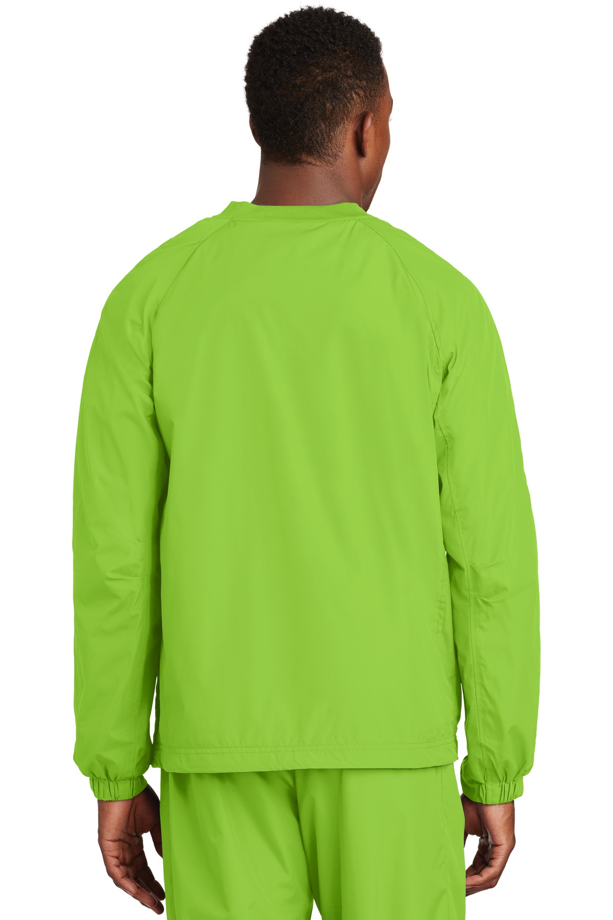 JST72 Sport-Tek V-Neck Raglan Wind Shirt. - Back Image