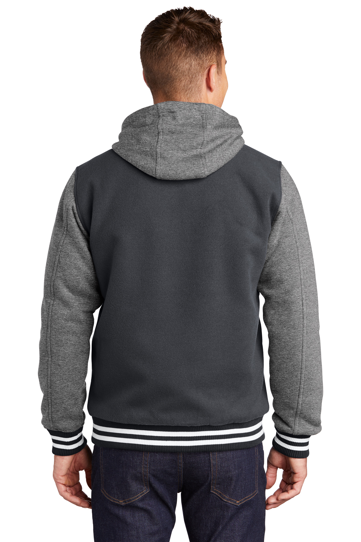 JST82 Sport-Tek Insulated Letterman Jacket. - Back Image