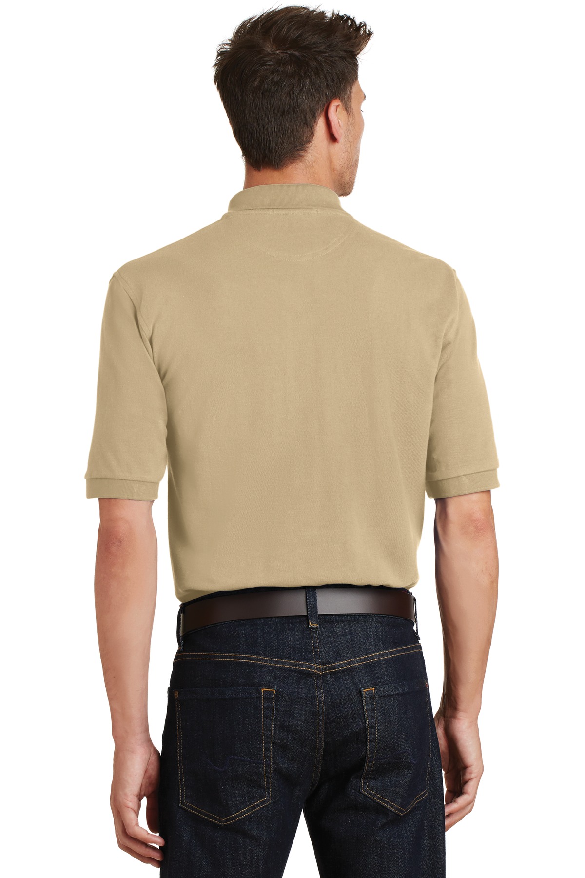 K420P Port Authority Heavyweight Cotton Pique Polo with Pocket. - Back Image