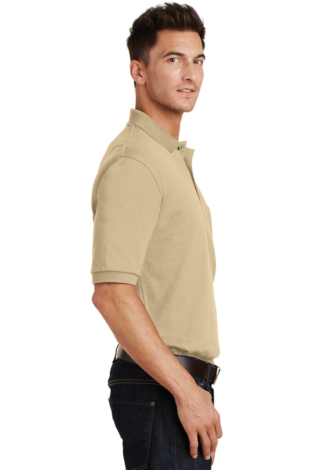 K420P Port Authority Heavyweight Cotton Pique Polo with Pocket. - Siide Image