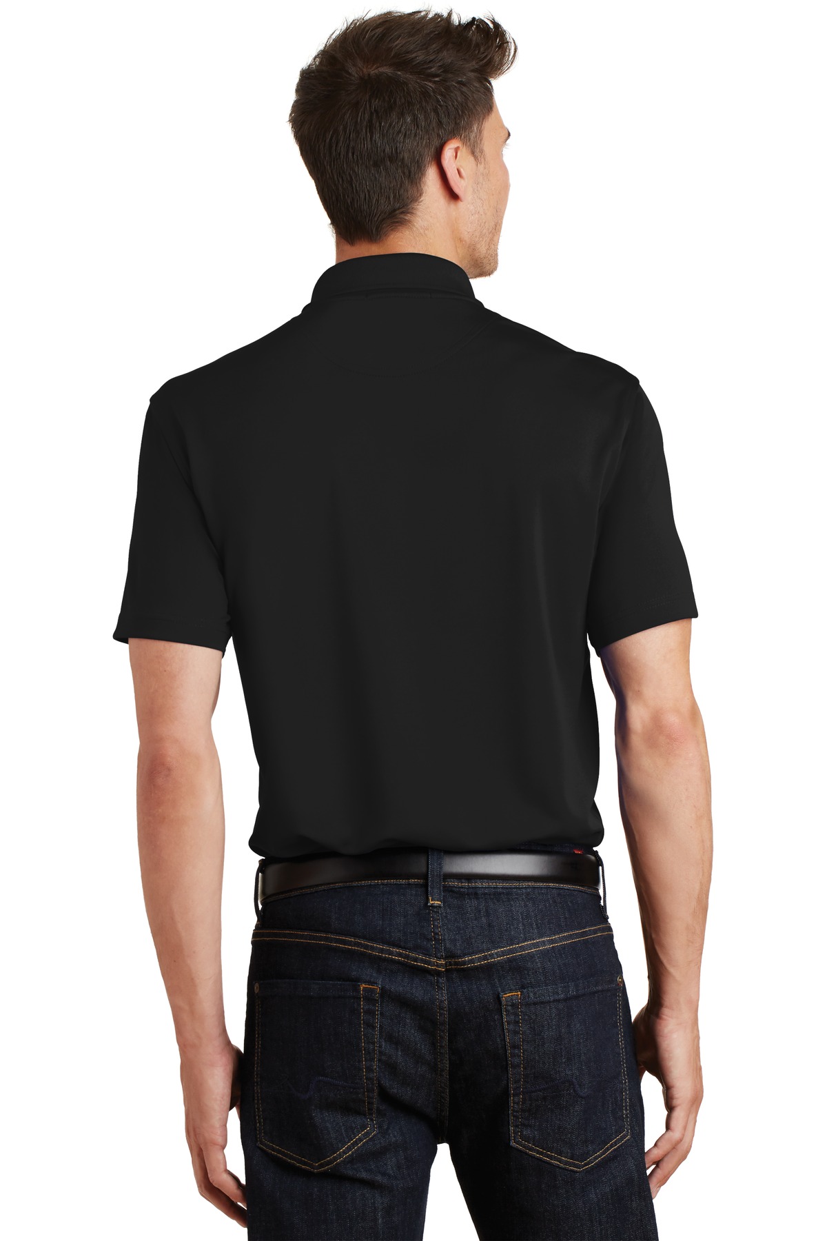 K497 Port Authority Poly-Charcoal Blend Pique Polo - Back Image