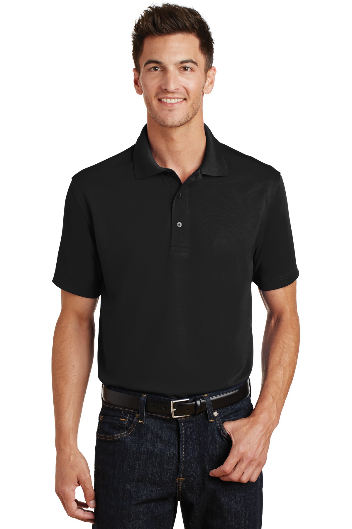 K497 Port Authority Poly-Charcoal Blend Pique Polo