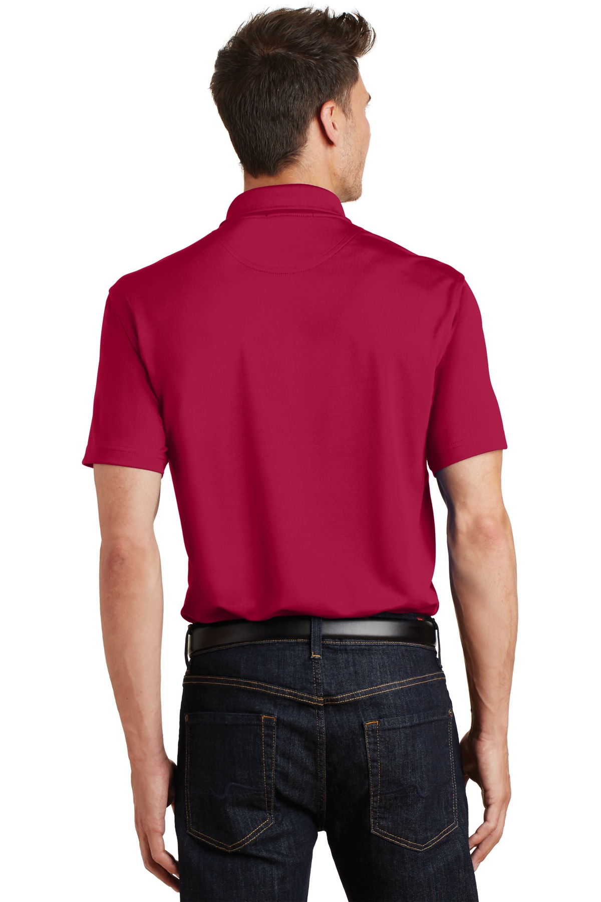 K497 Port Authority Poly-Charcoal Blend Pique Polo - Back Image