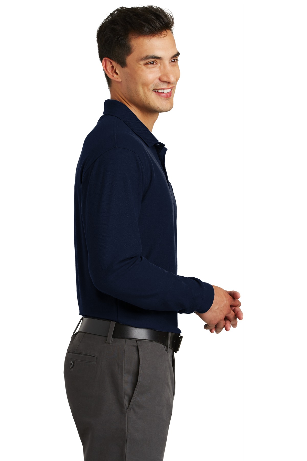 K500LSP Port Authority Long Sleeve Silk Touch Polo with Pocket. - Siide Image