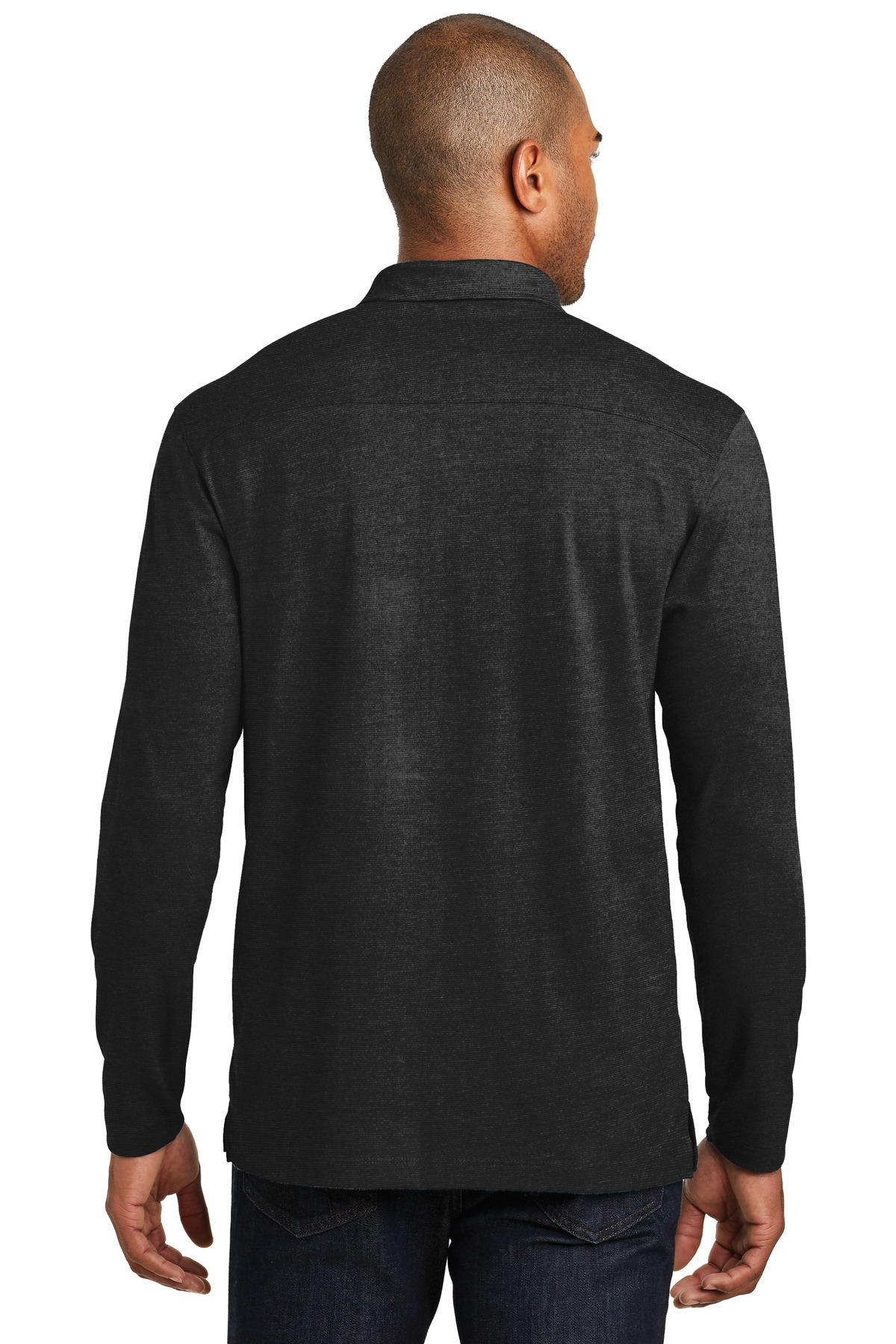 K577LS Port Authority Long Sleeve Meridian Cotton Blend Polo. - Back Image