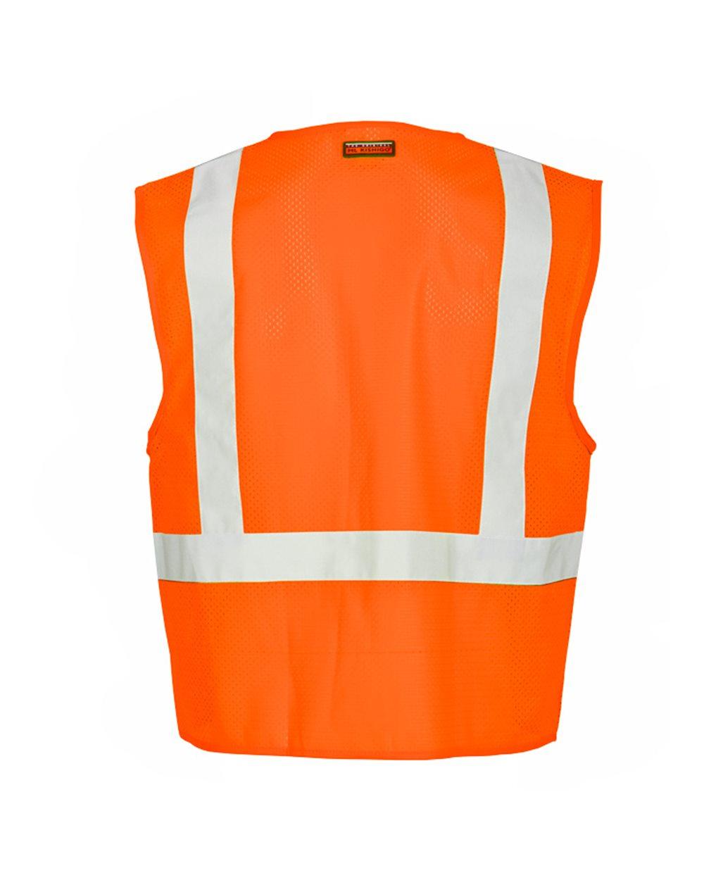 1089-1090 Kishigo Single Pocket Zipper Mesh Vest - Back Image