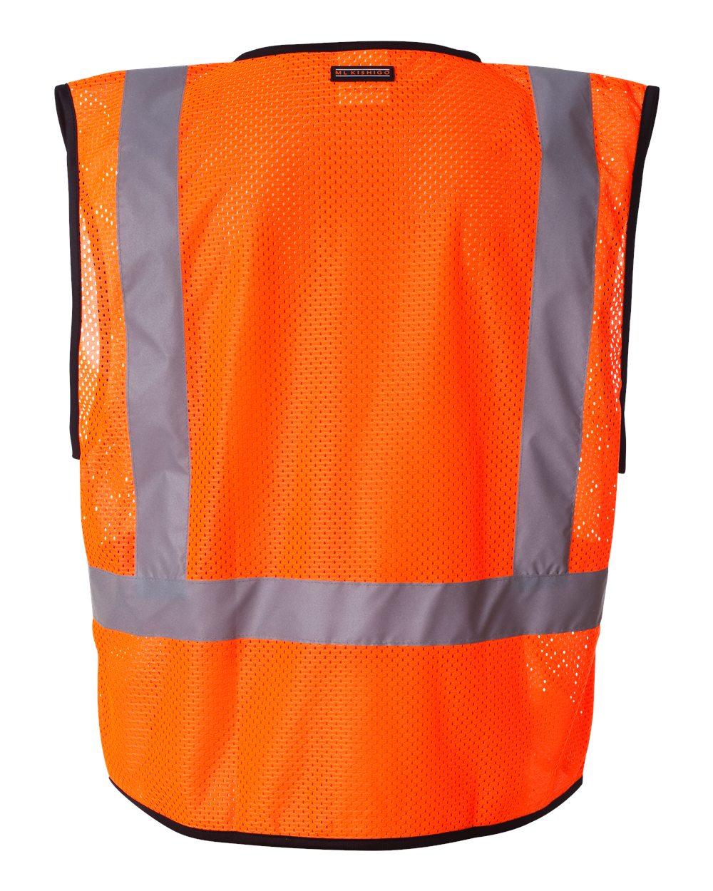 1193-1194 Kishigo Economy Single Pocket Hook & Loop Mesh Vest - Back Image