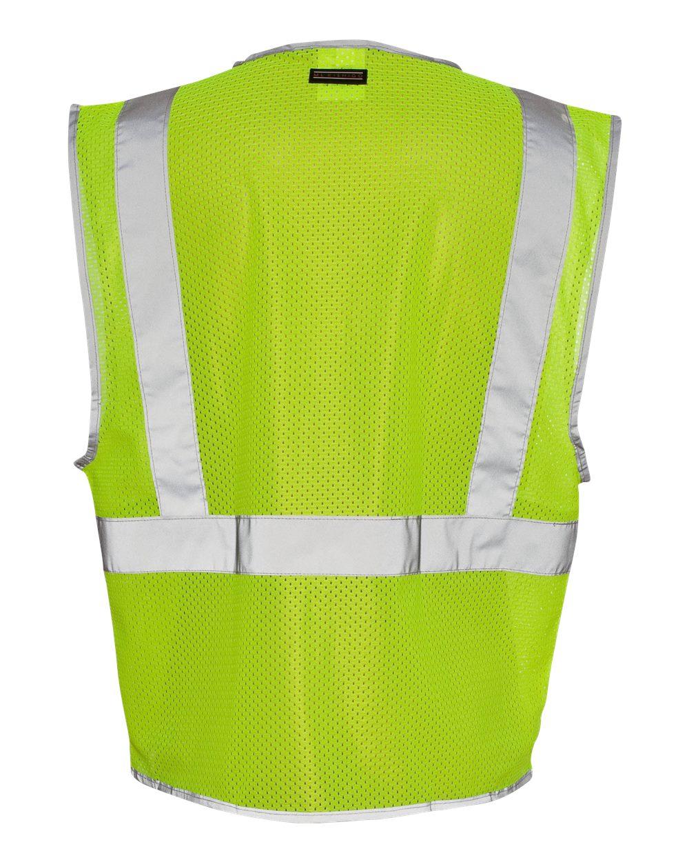 1507-1508 Kishigo Premium Brilliant Series Three-Pocket Zippered Mesh Vest - Back Image